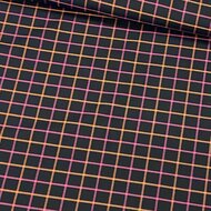 Gabardine Stretch - Carreaux - Zwart