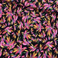 Viscose Twill - Colorful Leaves - Zwart