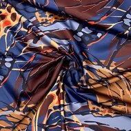 Satijn - Butterfly Wings - Oker-Bordeaux-Blauw