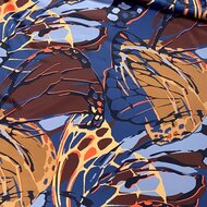 Satijn - Butterfly Wings - Oker-Bordeaux-Blauw