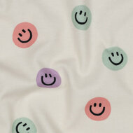 Flanel - Happy Faces - Ecru