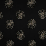 Viscose Linnen - Embroidery Flowers - Zwart