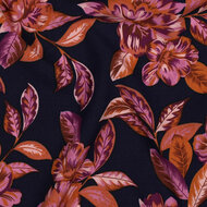 Viscose Stretch - Flowers - Navy