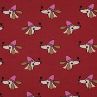 French Terry - Dogs and Hearts - rood