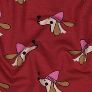 French Terry - Dogs and Hearts - rood