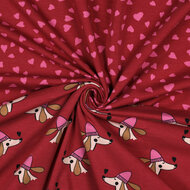 French Terry - Dogs and Hearts - rood