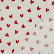 Flanel - Hearts - Ecru
