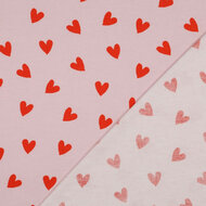 Flanel - Hearts - Roze