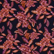 Viscose Stretch - Flowers - Navy