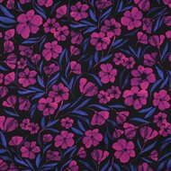 Katoen Satijn - Flowers - Fuchsia