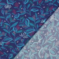 Poplin - Leaves - Kobalt