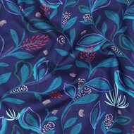 Poplin - Leaves - Kobalt