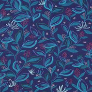 Poplin - Leaves - Kobalt