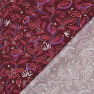 Poplin - Leaves - Bordeaux