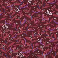 Poplin - Leaves - Bordeaux