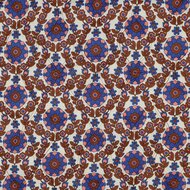 Katoen Quilted - Double Face Flowers And Stripes - Caramel - Kobalt