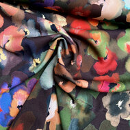Viscose Stretch - Lake Flowers - Bruin
