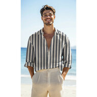 Viscose Linnen - Yarn Dyed Stripes - Navy