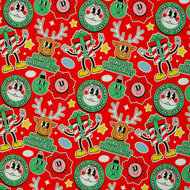 French Terry - Holly Cartoon - Rood