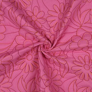 Katoen Quilted - Flower - Roze