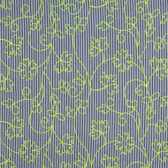 Katoen - Stripes Embroidery Neon Groen - Wit-Blauw
