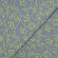 Katoen - Stripes Embroidery Neon Groen - Wit-Blauw