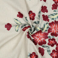 Viscose Linnen - One-Side Border Flowers - Ecru