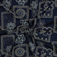 Jeans - Embroidery Flowers Sequins - Donkerblauw