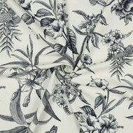 Viscose Linnen - Navy Flowers - Ecru