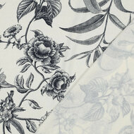 Viscose Linnen - Navy Flowers - Ecru