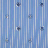 Katoen - Stripes Sequins Flowers - Blauw