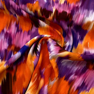 Viscose Crepe - Flowerfield in a Rush - Paars-Oranje