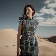 Viscose - Circles - Grijsblauw