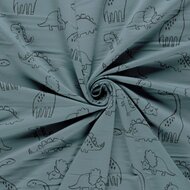 French Terry - Dino - Grijsblauw