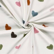 French Terry - Harten - Gebroken Wit