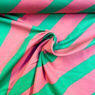 French Terry - Stripes - Groen-Roze