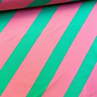 French Terry - Stripes - Groen-Roze