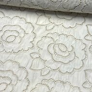 Jeans - Geborduurde Bloemen - Ecru