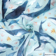 Polyester - Whales &amp; Sea - Blauw