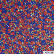 Poplin - Happy Flowers - Blauw