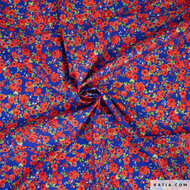 Poplin - Happy Flowers - Blauw