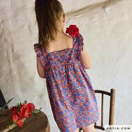 Poplin - Happy Flowers - Blauw