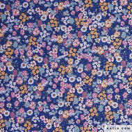 Poplin - Ecuatorian Flowers - Blauw