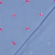 Katoen - Stripes Sequins Hearts - Blauw