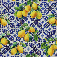Katoen Viscose - Lemons - Wit