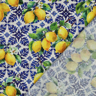 Katoen Viscose - Lemons - Wit
