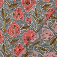 Katoen Voile - Flowers - Wit