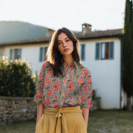 Katoen Voile - Flowers - Wit