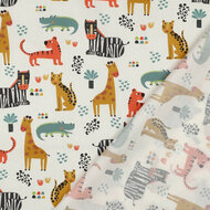 Poplin - Safari Animals - Ecru