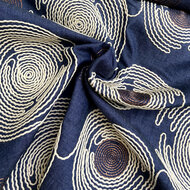 Katoen - Embroidery Circles - Dark Denim